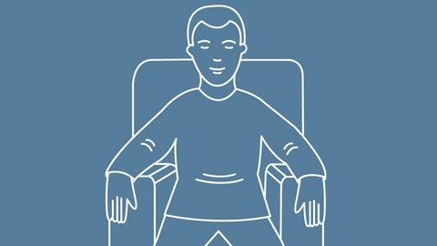 Grafische Darstellung einer Person, die aufrecht in einem Sessel sitzt