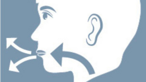 Graphic display of pursed lips breathing