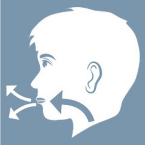 Graphic representation of the pursed lip breathing technique