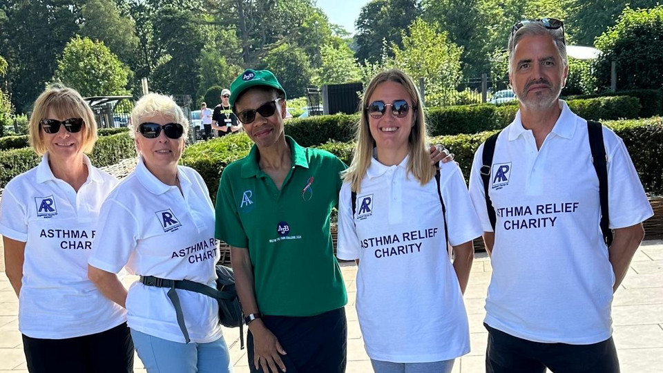 Asthma Relief: Team A group of five people in sport outfits