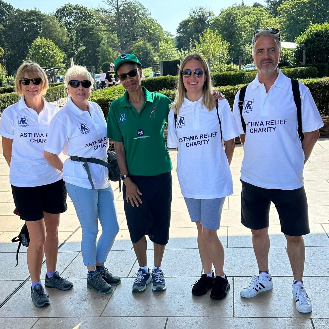 Asthma Relief: Team A group of five people in sport outfits