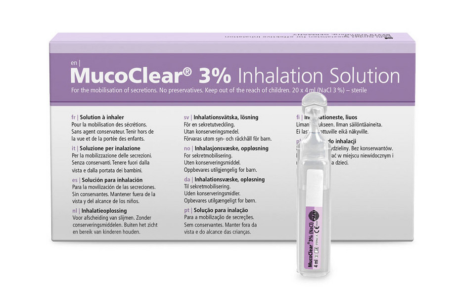 Hypertonic saline solution: MucoClear 3% Product image – MucoClear 3% - Pack of 20