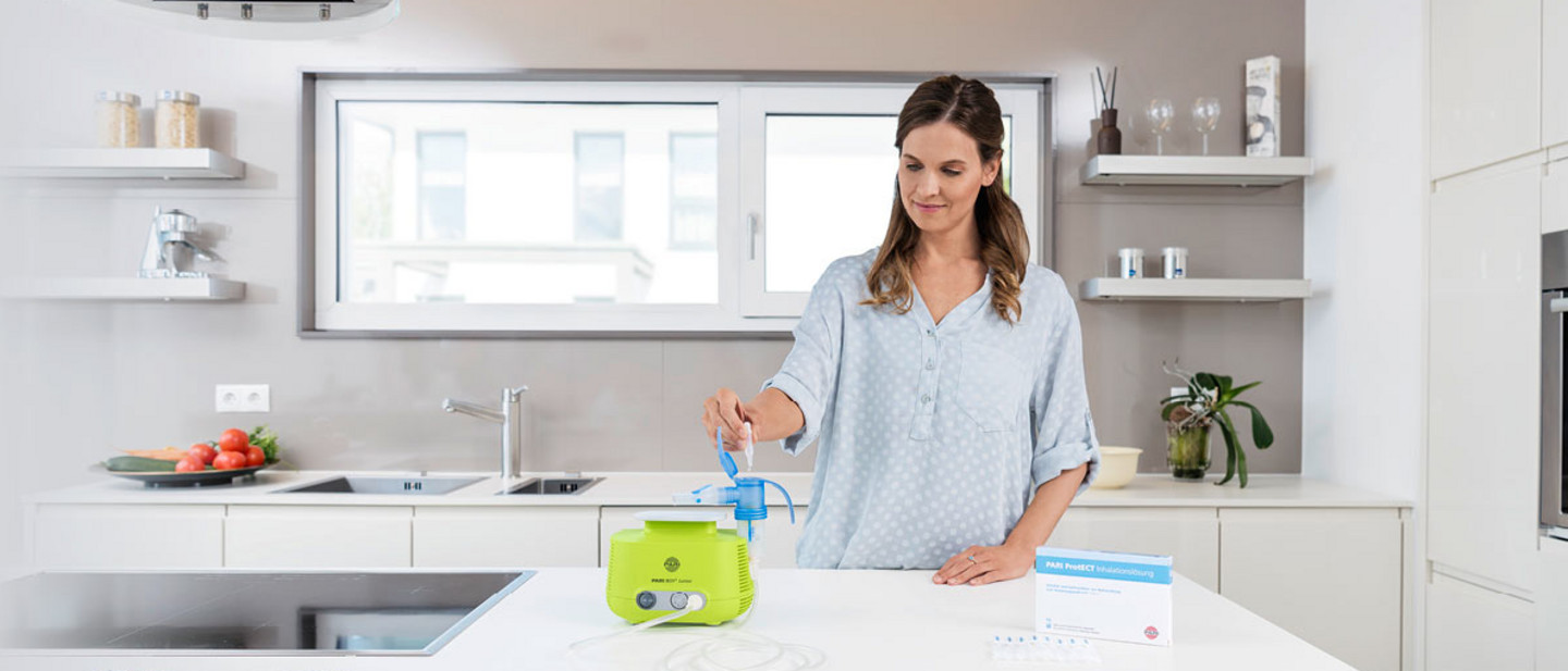 Saline solution inhalation