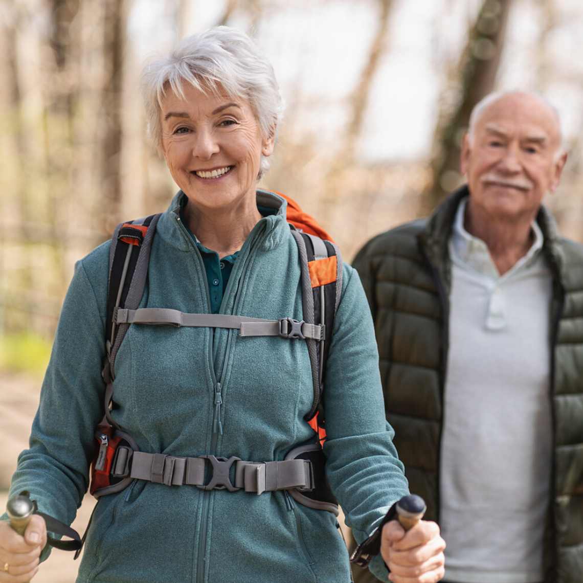 Older couple hiking