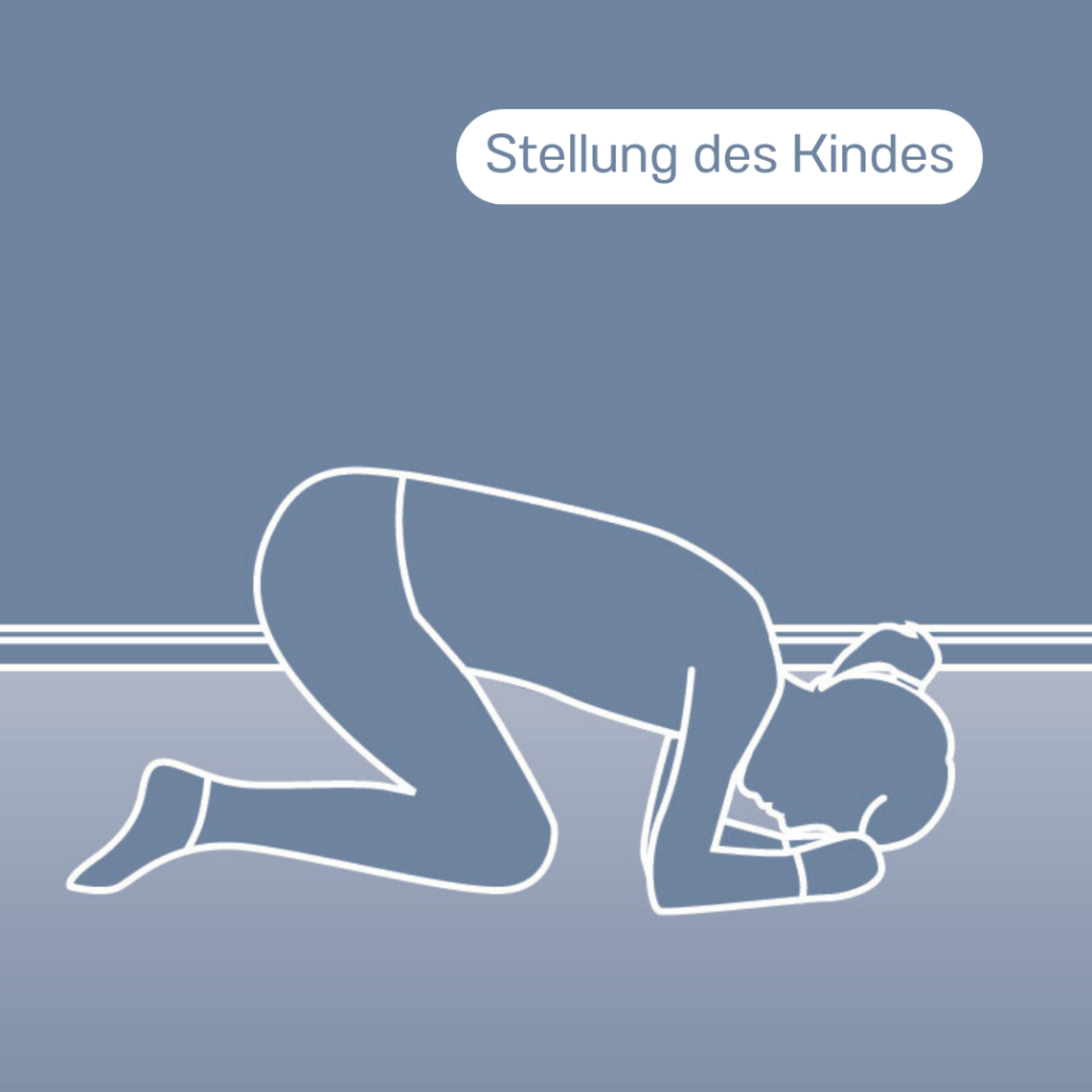 Schematische Darstellung eines Menschen, der sich am Boden auf Knien und Ellenbogen abstützt, den Kopf zwischen den Händen 