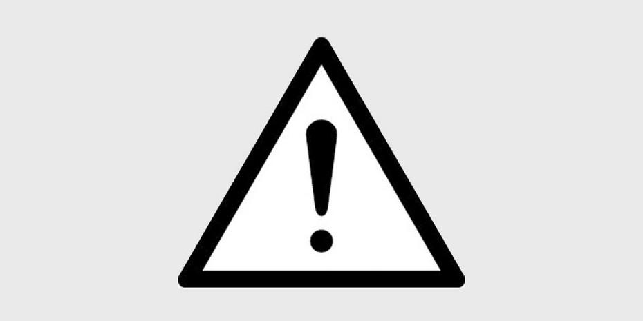 Dreieckiges Warnsymbol mit Ausrufezeichen als Hinweis auf die Gebrauchsanweisung.