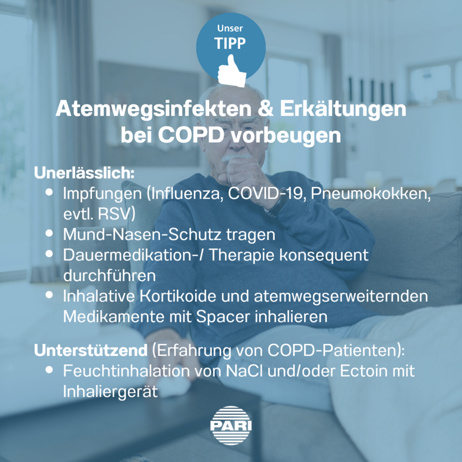 Infografik zu Tipps, um Erkältungen und Atemwegsinfekten bei COPD vorzubeugen