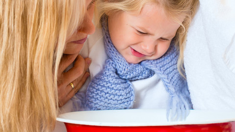 Steam inhalation with children