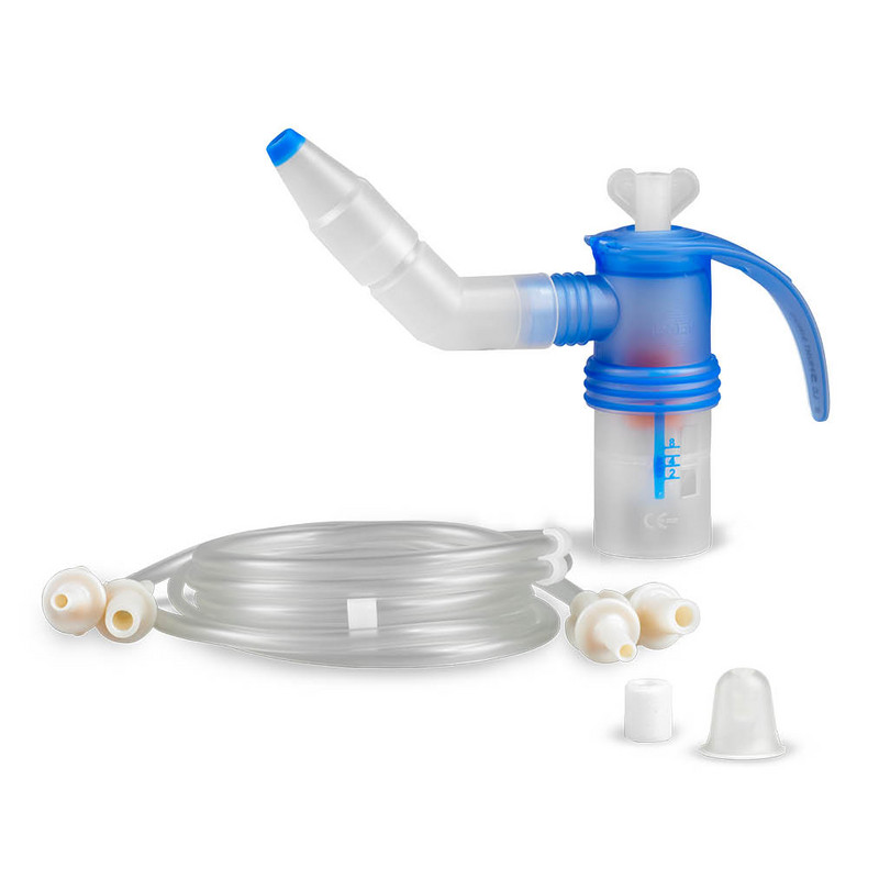 Produktabbildung – Die Abbildung zeigt das PARI SINUS2 Year Pack bestehend aus dem PARI LC SPRINT SINUS Vernebler, PARI SINUS Schlauchsystem, Filter und Nasenstöpsel.