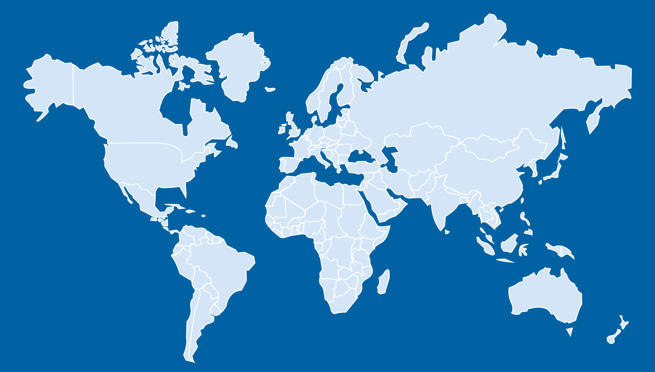 Weltkarte mit markierten Standorten der PARI Unternehmensgruppe in Europa, Asien und den USA.