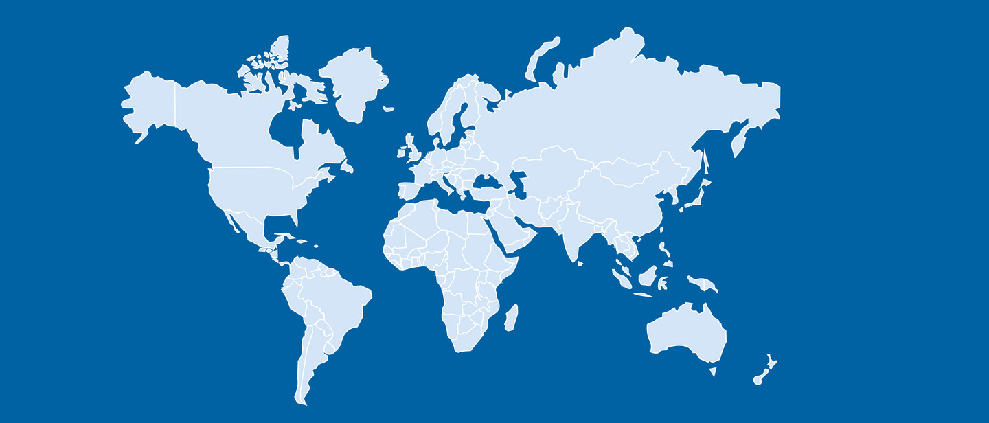 PARI Unternehmensgruppe Weltweit Weltkarte mit markierten Standorten der PARI Unternehmensgruppe in Europa, Asien und den USA.