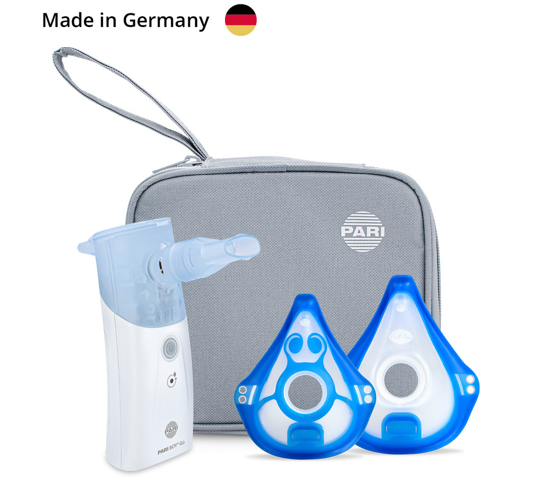 PARI BOY Go Inhalationsgerät mit zwei Masken und Transporttasche PARI BOY Go Inhalationsgerät mit zwei Masken und Transporttasche für die mobile Inhalationstherapie.