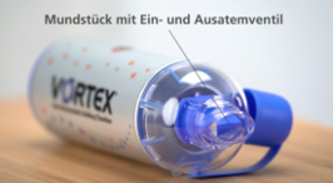 Produktabbildung – VORTEX Mundstück mit Ein- und Ausatemventil