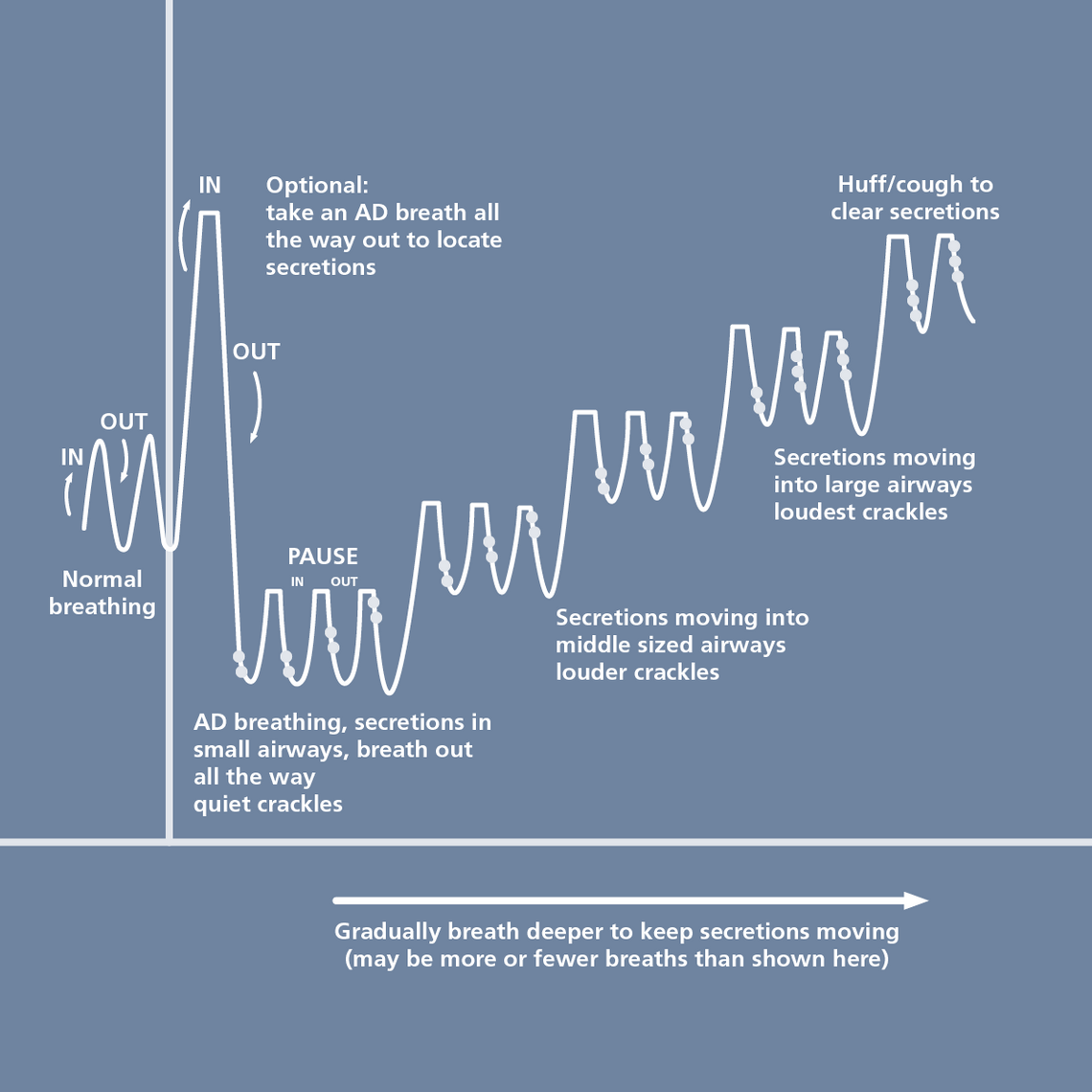 Graphical representation of autogenic drainage
