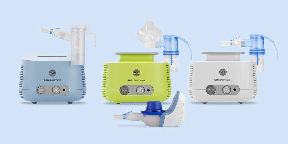 Produktabbildung – Collage aus PARI COMPACT2, PARI BOY Junior, PARI BOY Classic und VELOX