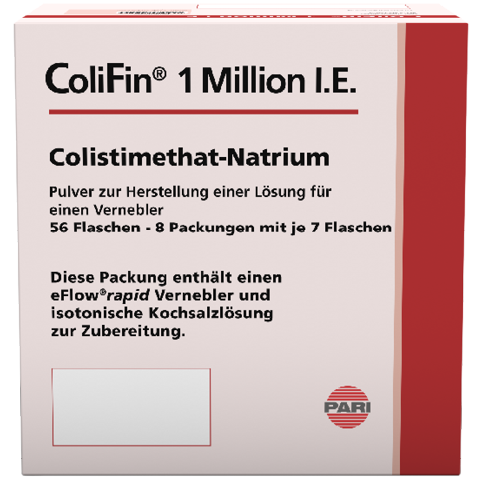 Produktabbildung – Die Abbildung zeigt die Verpackung der ColiFin 1Million I.E. Inhalationslösung
