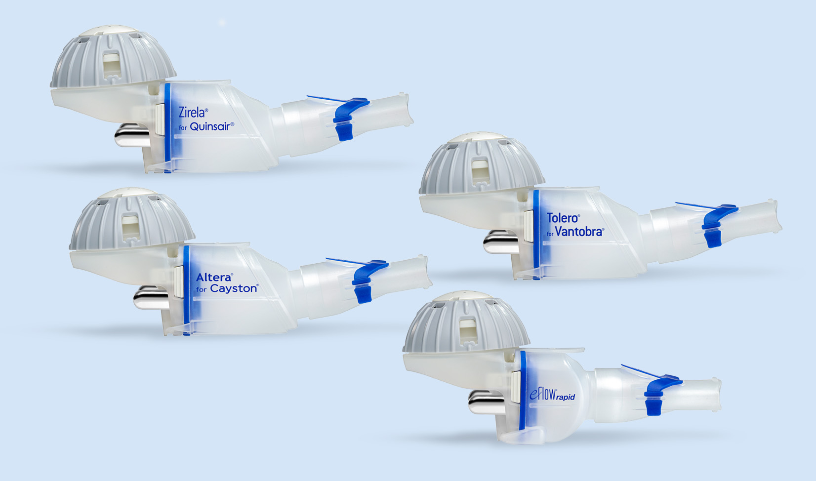 Produktabbildung – Collage der vier eFlow Technology Vernebler