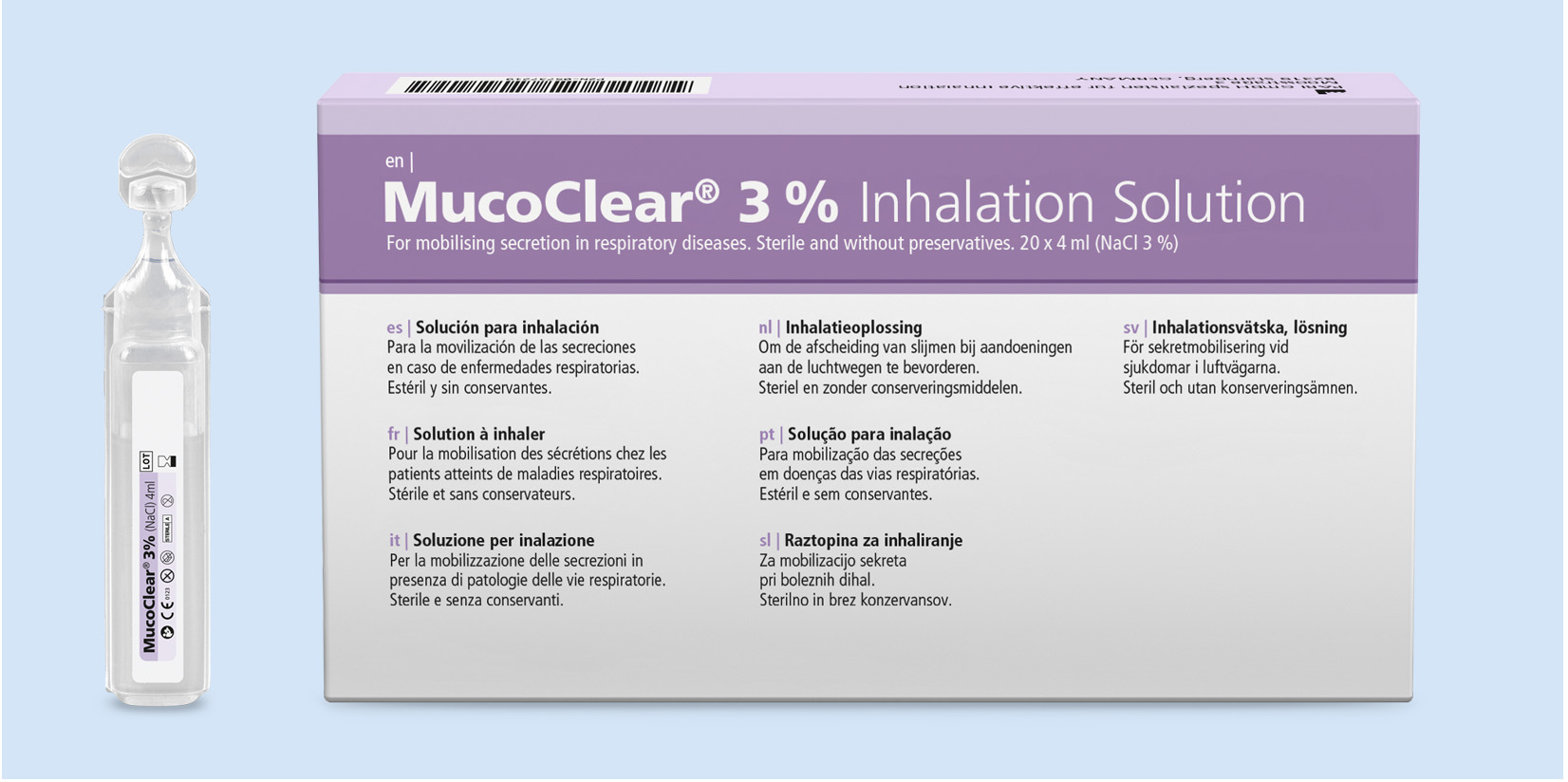 Packaging - MucoClear 3% InhalationSolution