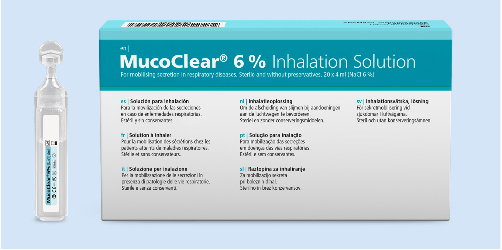 Packaging - MucoClear 6% Inhalation Solution